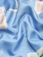 Thumbnail for Blue Silk Blend Printed Abstract Saree with Unstitched Blouse - Hiral Fashion - Distacart