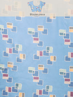 Thumbnail for Blue Silk Blend Printed Abstract Saree with Unstitched Blouse - Hiral Fashion - Distacart