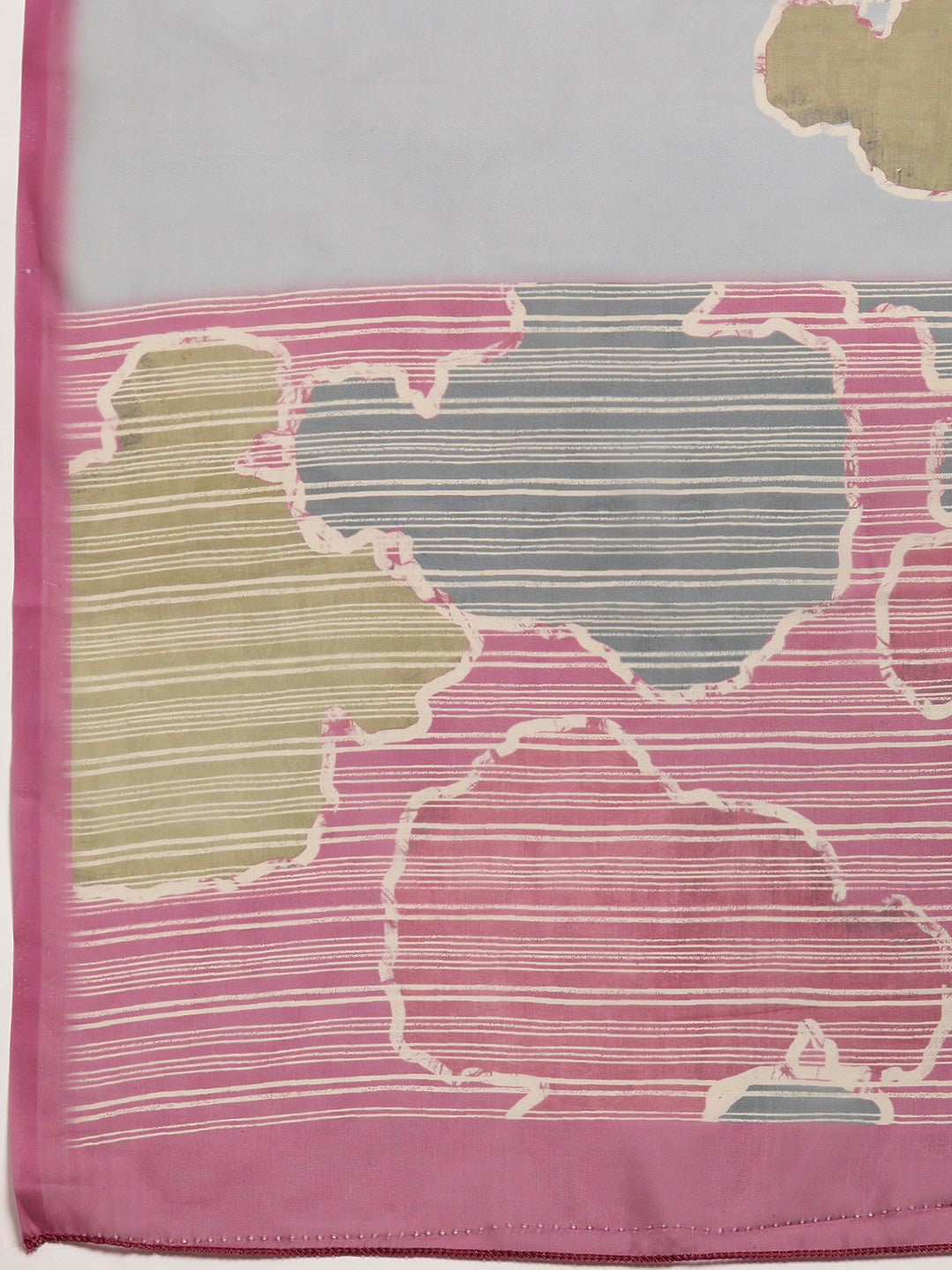 Dark Gray Silk Blend Printed Abstract Saree with Unstitched Blouse - Hiral Fashion - Distacart