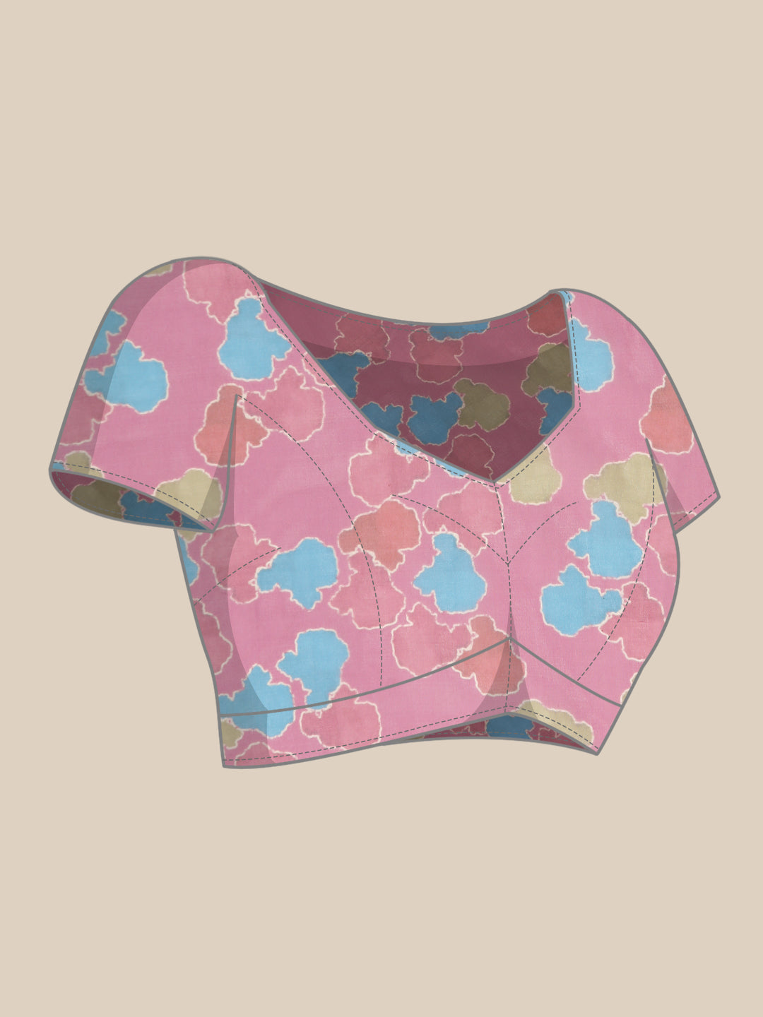 Dark Gray Silk Blend Printed Abstract Saree with Unstitched Blouse - Hiral Fashion - Distacart