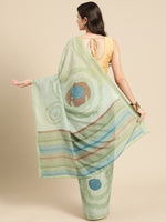 Thumbnail for Green Silk Blend Printed Abstract Saree with Unstitched Blouse - Hiral Fashion - Distacart