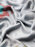 Thumbnail for Gray Silk Blend Printed Abstract Saree with Unstitched Blouse - Hiral Fashion - Distacart