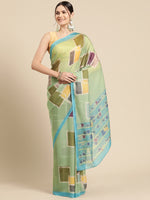 Thumbnail for Olive Silk Blend Printed Abstract Saree with Unstitched Blouse - Hiral Fashion - Distacart