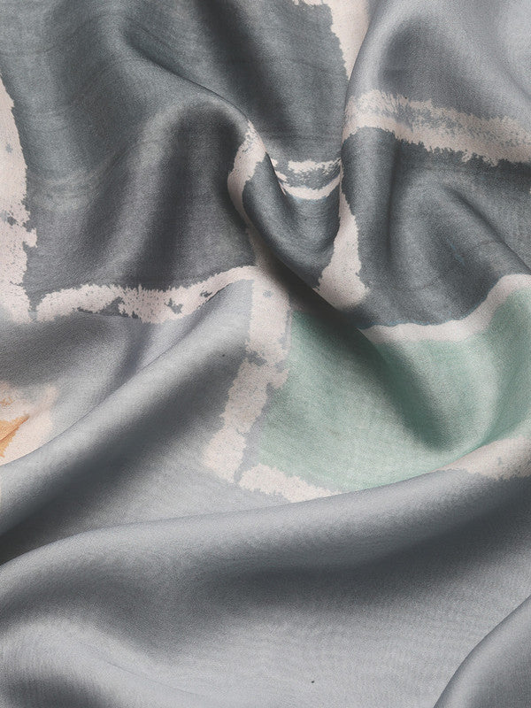 Multicolor Silk Blend Printed Abstract Saree with Unstitched Blouse - Hiral Fashion - Distacart