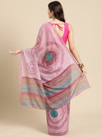 Thumbnail for Peach Silk Blend Printed Abstract Saree with Unstitched Blouse - Hiral Fashion - Distacart