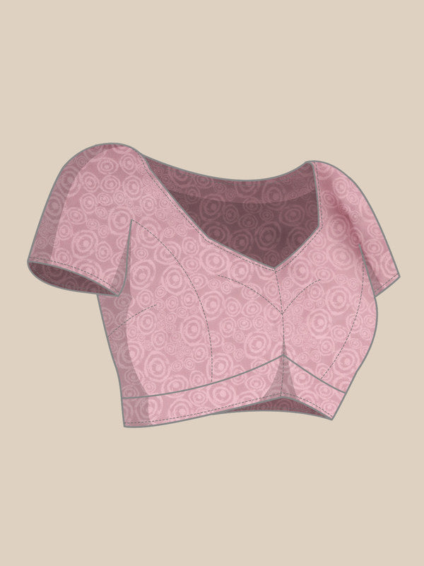 Peach Silk Blend Printed Abstract Saree with Unstitched Blouse - Hiral Fashion - Distacart