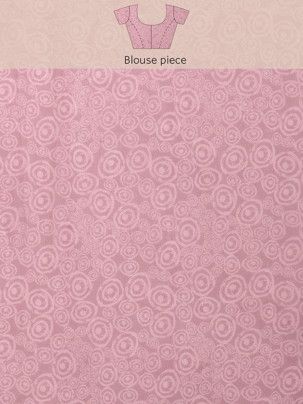 Peach Silk Blend Printed Abstract Saree with Unstitched Blouse - Hiral Fashion - Distacart