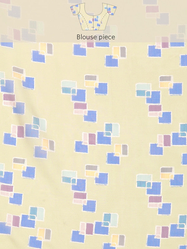 Pink Silk Blend Printed Abstract Saree with Unstitched Blouse - Hiral Fashion - Distacart