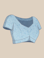 Thumbnail for Sky Blue Silk Blend Printed Abstract Saree with Unstitched Blouse - Hiral Fashion - Distacart