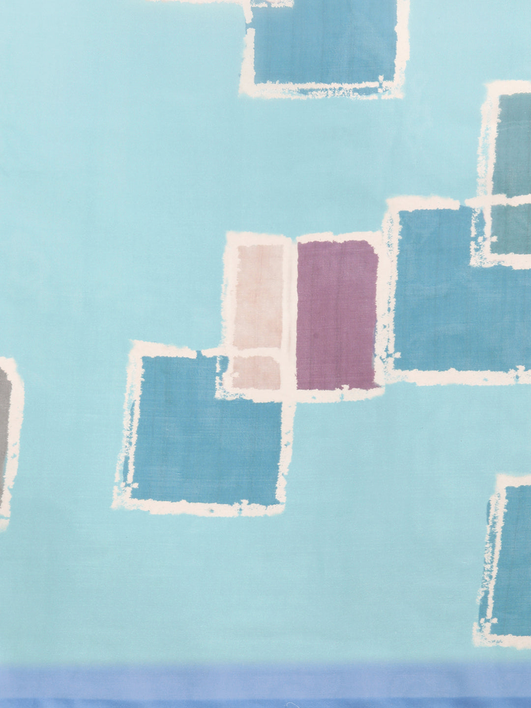 Turquoise Silk Blend Printed Abstract Saree with Unstitched Blouse - Hiral Fashion - Distacart