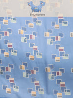 Thumbnail for Turquoise Silk Blend Printed Abstract Saree with Unstitched Blouse - Hiral Fashion - Distacart