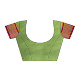Thumbnail for Green Cotton Blend Woven Thread Floral Saree with Unstitched Blouse - Hiral Fashion - Distacart