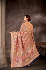 Thumbnail for Pink Cotton Blend Woven Thread Floral Saree with Unstitched Blouse - Hiral Fashion - Distacart