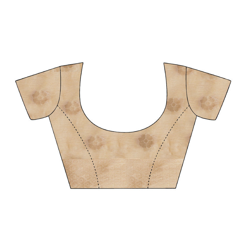 White Cotton Blend Woven Thread Floral Saree with Unstitched Blouse - Hiral Fashion - Distacart