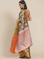 Thumbnail for Black Pure Silk Embellished Floral Saree with Unstitched Blouse - Hiral Fashion - Distacart