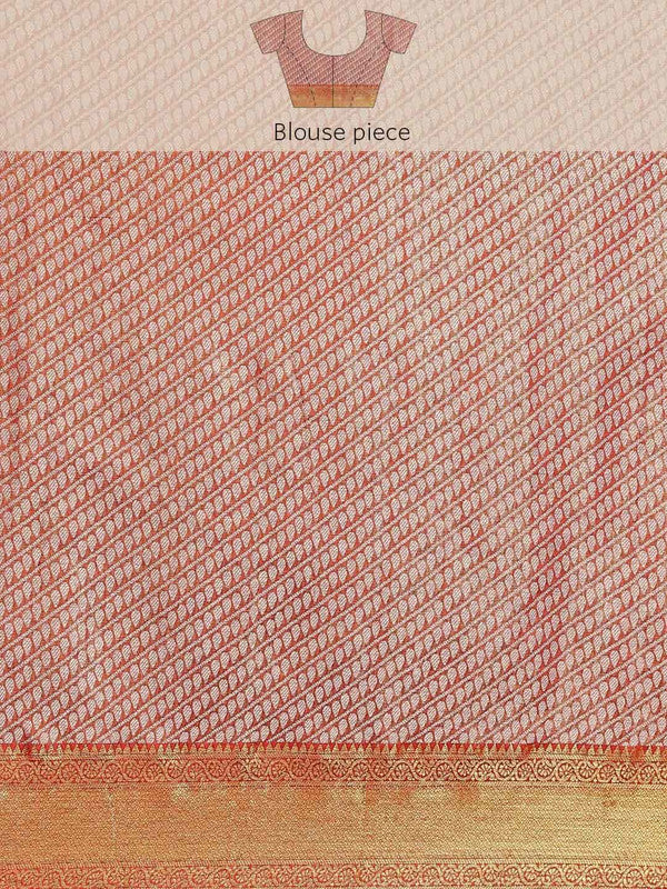 Red Pure Silk Embellished Floral Saree with Unstitched Blouse - Hiral Fashion - Distacart