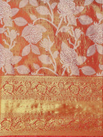 Thumbnail for Red Pure Silk Embellished Floral Saree with Unstitched Blouse - Hiral Fashion - Distacart