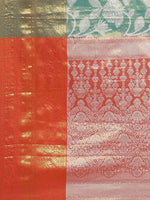 Thumbnail for Turquoise Pure Silk Embellished Floral Saree with Unstitched Blouse - Hiral Fashion - Distacart