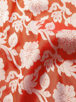 Thumbnail for Orange Tissue Silk Woven Zari Design Floral Saree with Unstitched Blouse - Hiral Fashion - Distacart