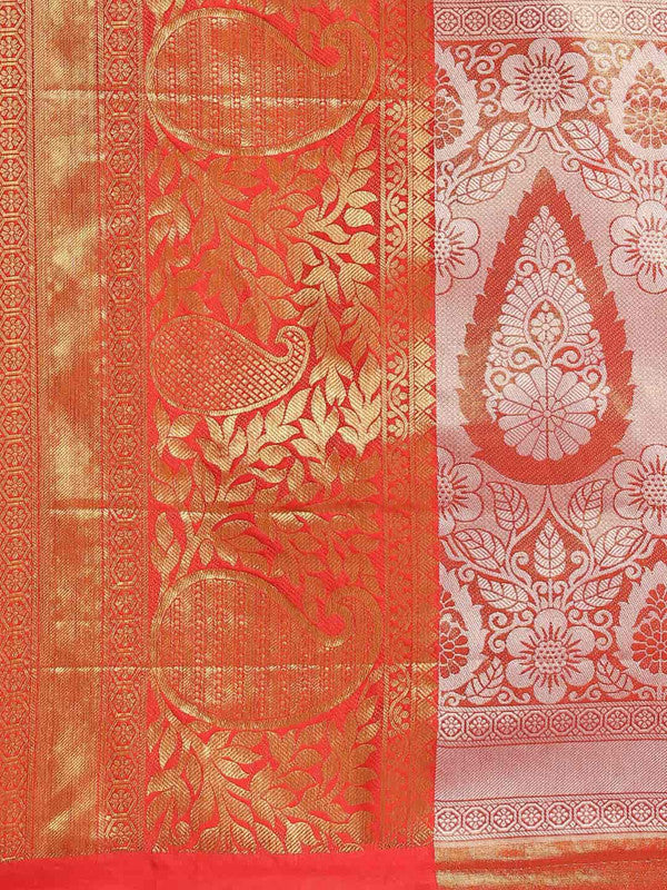 Purple Tissue Silk Woven Zari Design Floral Saree with Unstitched Blouse - Hiral Fashion - Distacart