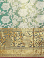 Thumbnail for Turquoise Tissue Silk Woven Zari Design Floral Saree with Unstitched Blouse - Hiral Fashion - Distacart