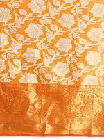 Thumbnail for Yellow Tissue Silk Woven Zari Design Floral Saree with Unstitched Blouse - Hiral Fashion - Distacart