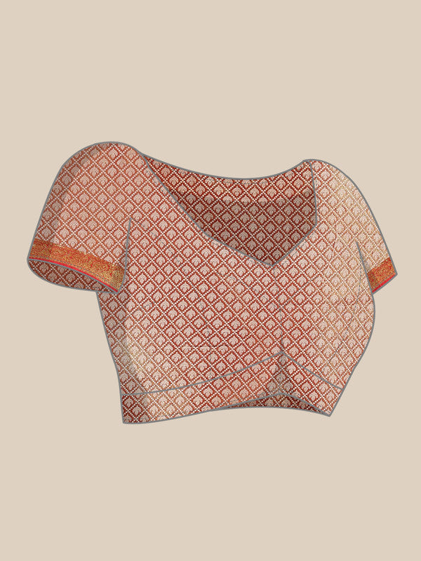 Black Brocade Woven Zari Design Floral Saree with Unstitched Blouse - Hiral Fashion - Distacart