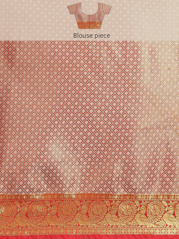 Black Brocade Woven Zari Design Floral Saree with Unstitched Blouse - Hiral Fashion - Distacart