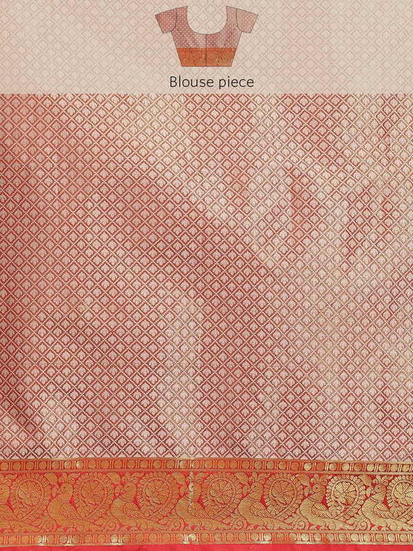 Purple Brocade Woven Zari Design Floral Saree with Unstitched Blouse - Hiral Fashion - Distacart