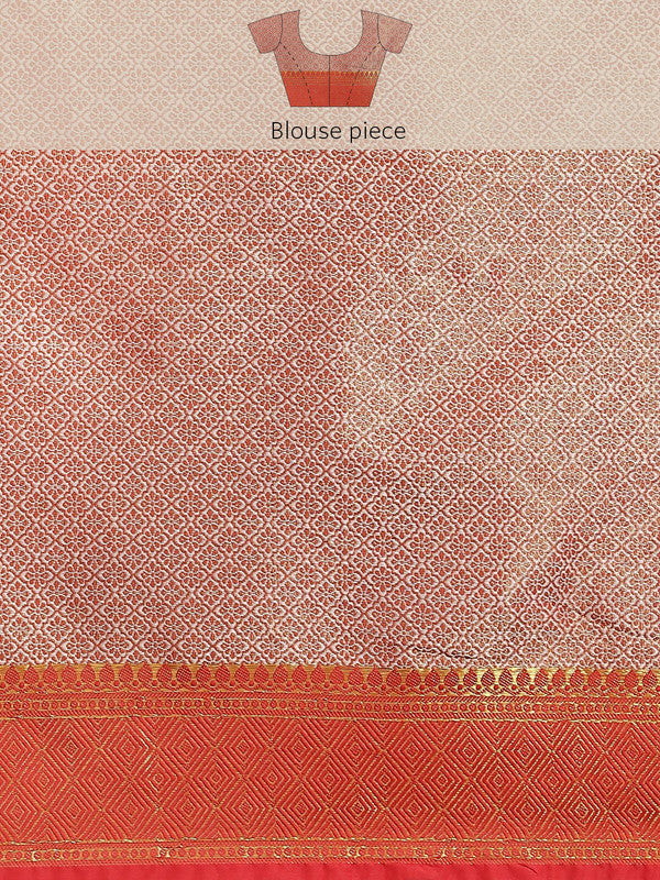 Black Brocade Woven Zari Design Floral Saree with Unstitched Blouse - Hiral Fashion - Distacart