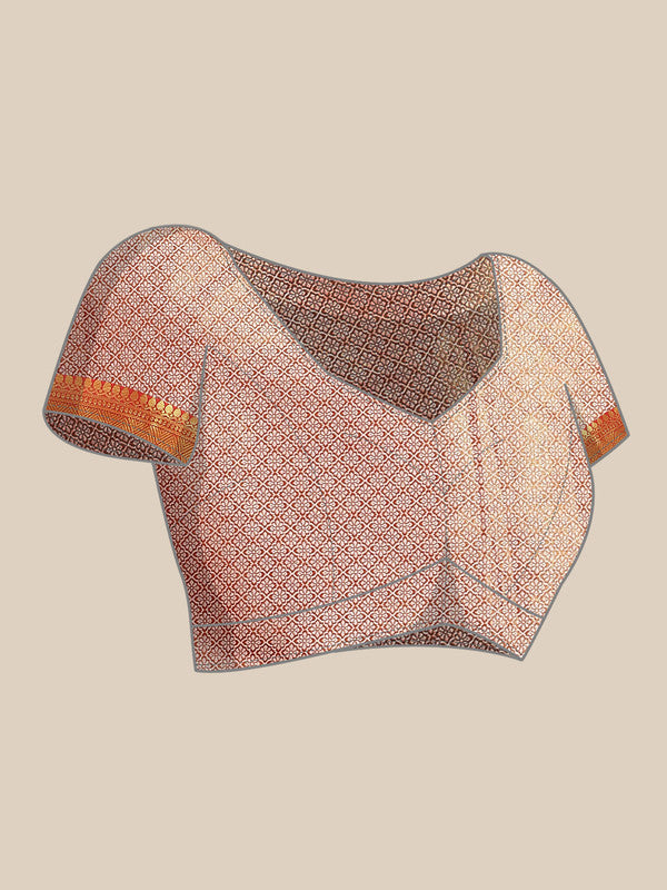 Purple Brocade Woven Zari Design Floral Saree with Unstitched Blouse - Hiral Fashion - Distacart