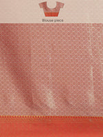 Thumbnail for Red Brocade Woven Zari Design Floral Saree with Unstitched Blouse - Hiral Fashion - Distacart