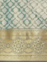 Thumbnail for Turquoise Brocade Woven Zari Design Floral Saree with Unstitched Blouse - Hiral Fashion - Distacart