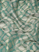 Thumbnail for Turquoise Brocade Woven Zari Design Floral Saree with Unstitched Blouse - Hiral Fashion - Distacart
