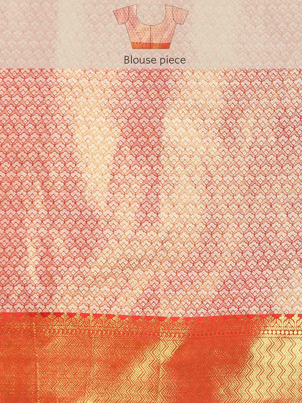 Green Brocade Woven Zari Design Floral Saree with Unstitched Blouse - Hiral Fashion - Distacart