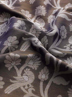 Thumbnail for Navy Blue Brocade Woven Zari Design Floral Saree with Unstitched Blouse - Hiral Fashion - Distacart