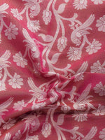 Thumbnail for Pink Brocade Woven Zari Design Floral Saree with Unstitched Blouse - Hiral Fashion - Distacart