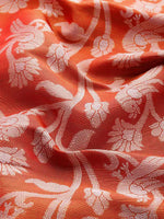 Thumbnail for Red Brocade Woven Zari Design Floral Saree with Unstitched Blouse - Hiral Fashion - Distacart