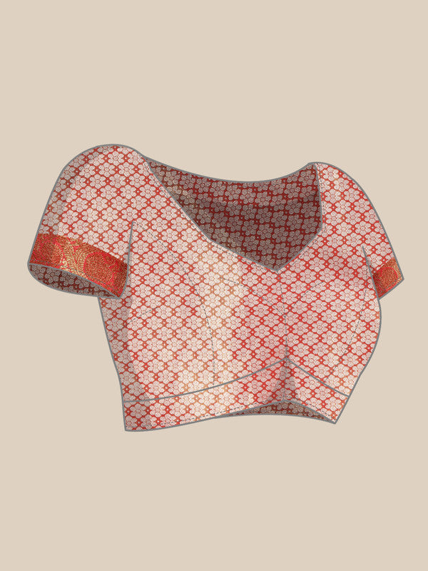 Pink Silk Blend Woven Zari Design Striped Saree with Unstitched Blouse - Hiral Fashion - Distacart