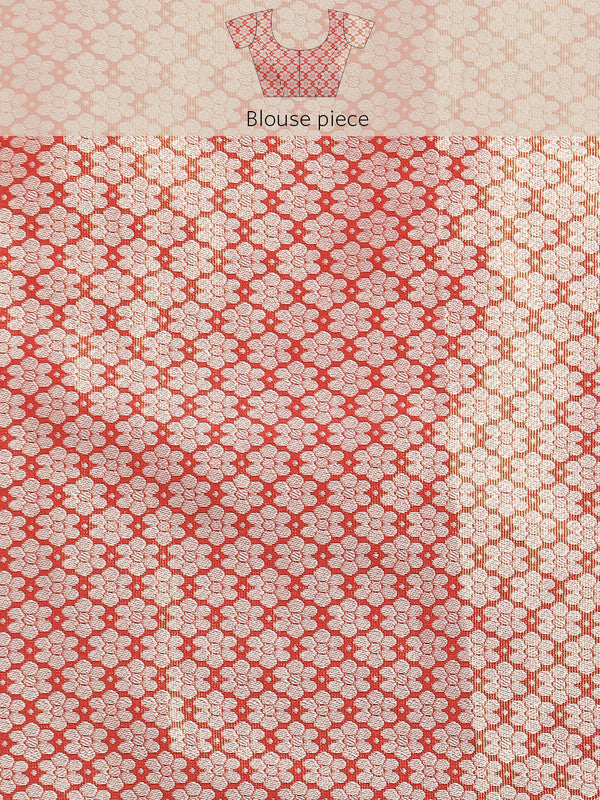 Pink Silk Blend Woven Zari Design Striped Saree with Unstitched Blouse - Hiral Fashion - Distacart