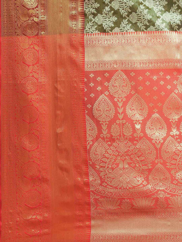 Black Art Silk Woven Zari Design Floral Saree with Unstitched Blouse - Hiral Fashion - Distacart