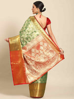 Thumbnail for Green Art Silk Woven Zari Design Floral Saree with Unstitched Blouse - Hiral Fashion - Distacart