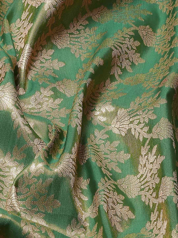 Green Art Silk Woven Zari Design Floral Saree with Unstitched Blouse - Hiral Fashion - Distacart