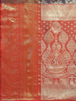 Thumbnail for Navy Blue Art Silk Woven Zari Design Floral Saree with Unstitched Blouse - Hiral Fashion - Distacart