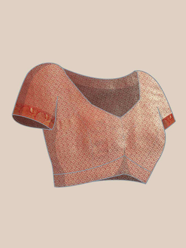 Navy Blue Art Silk Woven Zari Design Floral Saree with Unstitched Blouse - Hiral Fashion - Distacart