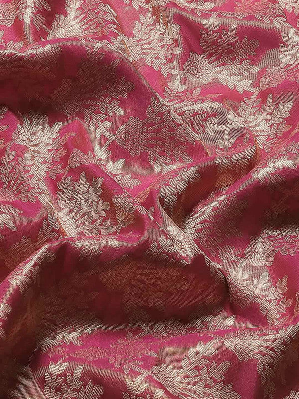 Pink Art Silk Woven Zari Design Floral Saree with Unstitched Blouse - Hiral Fashion - Distacart