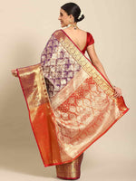 Thumbnail for Purple Art Silk Woven Zari Design Floral Saree with Unstitched Blouse - Hiral Fashion - Distacart