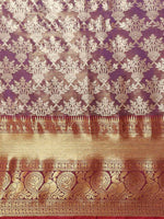 Thumbnail for Purple Art Silk Woven Zari Design Floral Saree with Unstitched Blouse - Hiral Fashion - Distacart