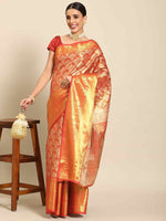 Thumbnail for Red Art Silk Woven Zari Design Floral Saree with Unstitched Blouse - Hiral Fashion - Distacart