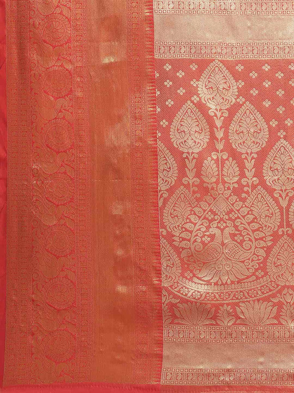 Turquoise Art Silk Woven Zari Design Floral Saree with Unstitched Blouse - Hiral Fashion - Distacart